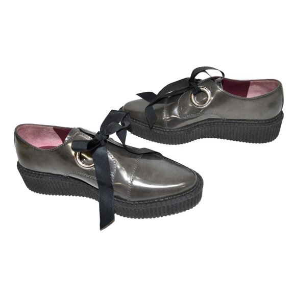 MARC JACOBS Kent pointy OXFORD PLATFORM Creeper Loafer Leather Grey 38 - Picture 2 of 8